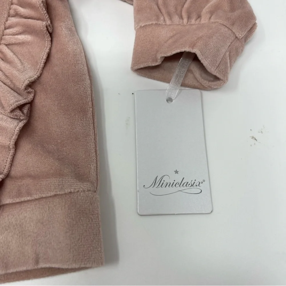 Miniclasix baby girl velvet ruffle jacket sz 6-9M